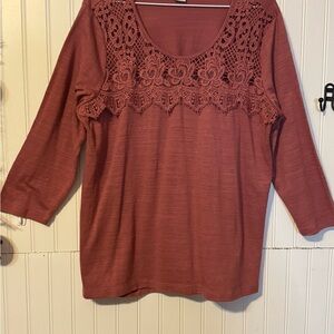 Womens Mauve Pullover with Crochet Detail Sz xl